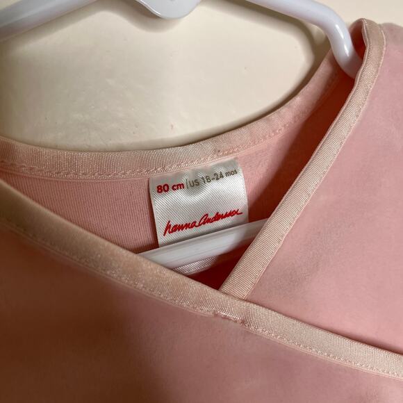 Hanna Andersson Girls Pink Dress V Neck Long Sleeve A Line 18-24 Months Princess - Picture 3 of 10